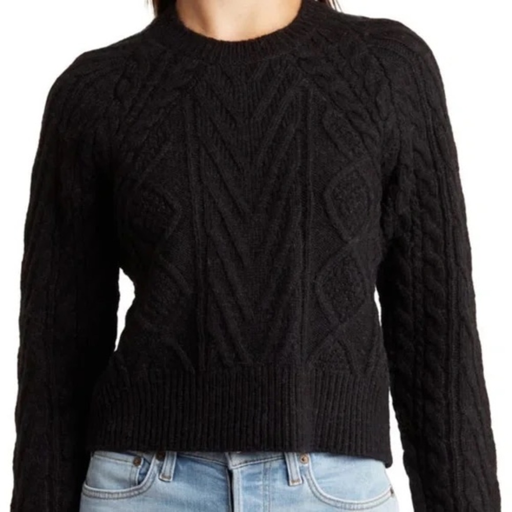 RAG & BONE Elizabeth cable-knit wool, cotton and alpaca-blend black sweater